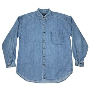 Vintage Structure Blue Original Outdoor Denim Shirt Button Down Cotton 90s Y2K